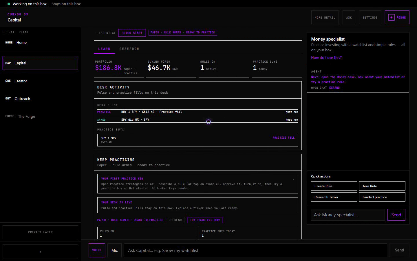 Flight Command Capital screen captured on the MS-S1 appliance